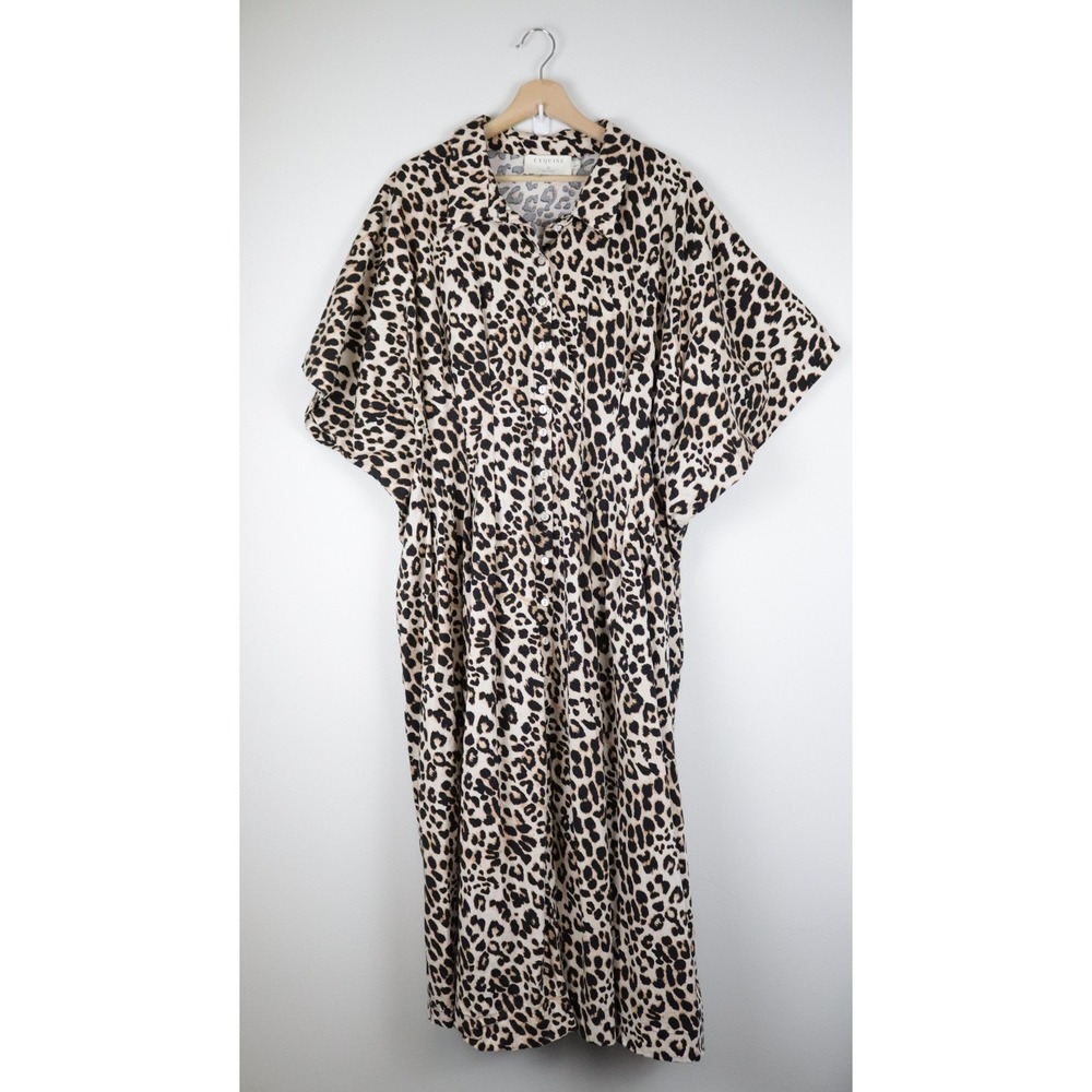 Anthropologie Exquise The Tobie Shirt Dress 3X Leopard Print Shirtdress - Picture 2 of 11
